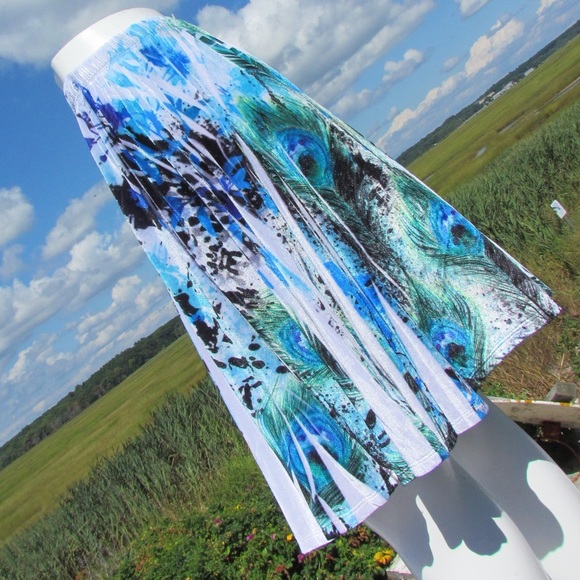 XL The Pyramid Collection skirt flare velour peacock feather elastic waist cute - Picture 8 of 8